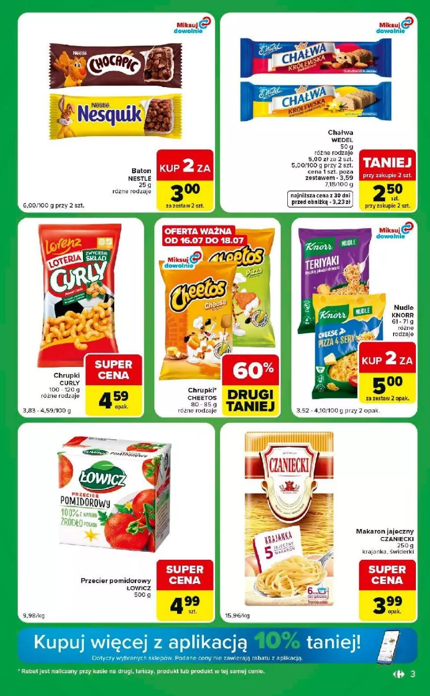 Gazetka promocyjna Carrefour - Gazetka express w SUMIE ekspresowe zakupy - ważna 14.07 do 20.07.2026 - strona 3 - produkty: Baton, Cheetos, Chrupki, Knorr, Makaron