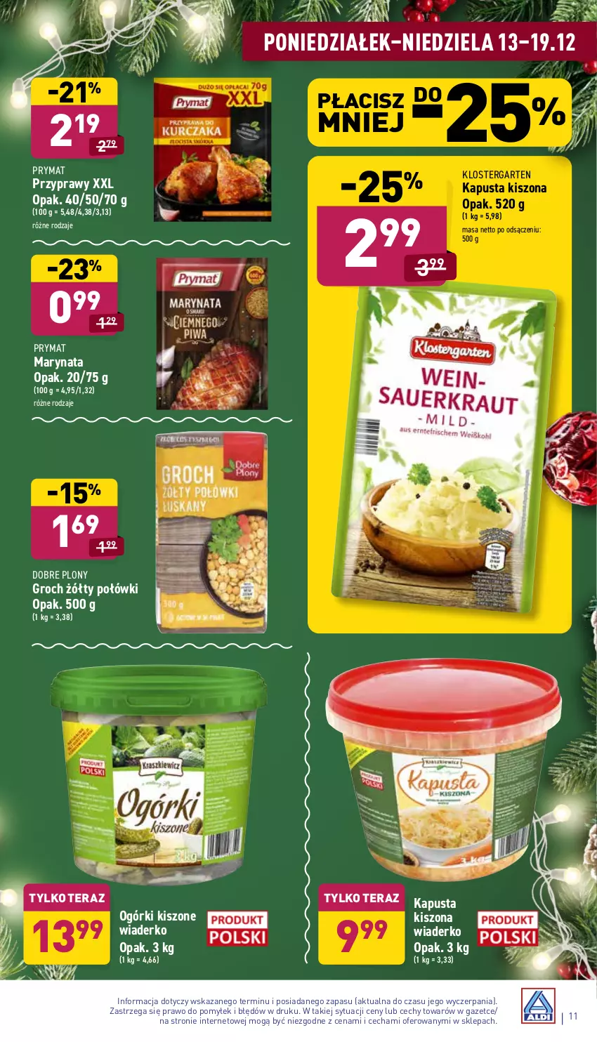 Gazetka promocyjna Aldi - ważna 13.12 do 19.12.2021 - strona 11 - produkty: Groch, Klostergarten, Prymat, Przyprawy, Tera