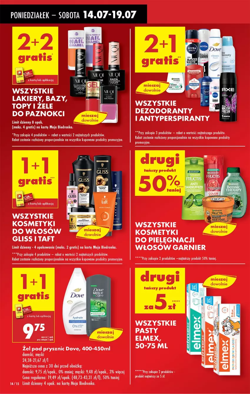 Gazetka promocyjna Biedronka - Od Poniedziałku - ważna 14.07 do 19.07.2025 - strona 16 - produkty: Antyperspirant, Dezodorant, Dove, Elmex, Garnier, Gra, Kosmetyki do pielęgnacji, Por
