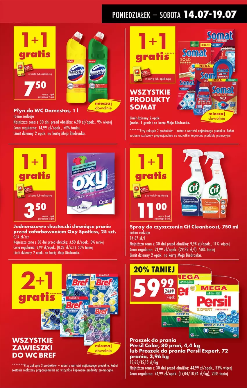 Gazetka promocyjna Biedronka - Od Poniedziałku - ważna 14.07 do 19.07.2025 - strona 17 - produkty: Bref, Chusteczki, Cif, Domestos, Fa, Gra, Płyn do wc, Por, Somat, Spray do czyszczenia, Zawieszki