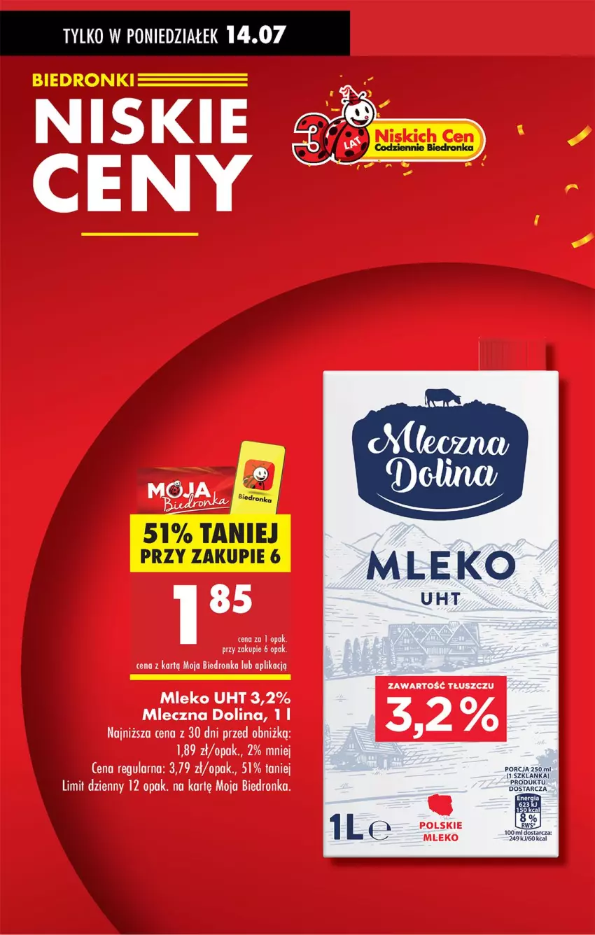 Gazetka promocyjna Biedronka - Od Poniedziałku - ważna 14.07 do 19.07.2025 - strona 2 - produkty: Mleko