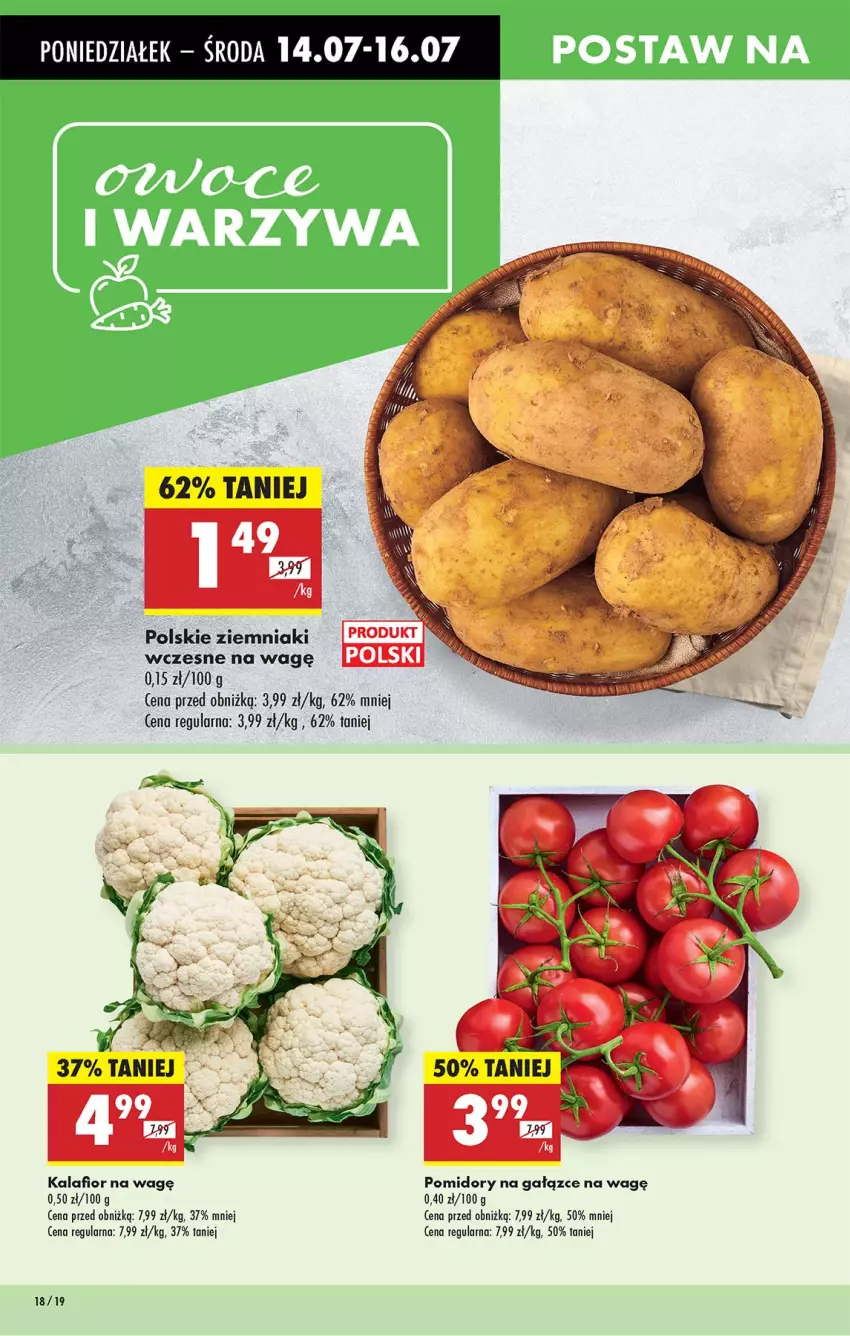 Gazetka promocyjna Biedronka - Od Poniedziałku - ważna 14.07 do 19.07.2025 - strona 20 - produkty: Fa, Kalafior, Pomidory, Ziemniaki