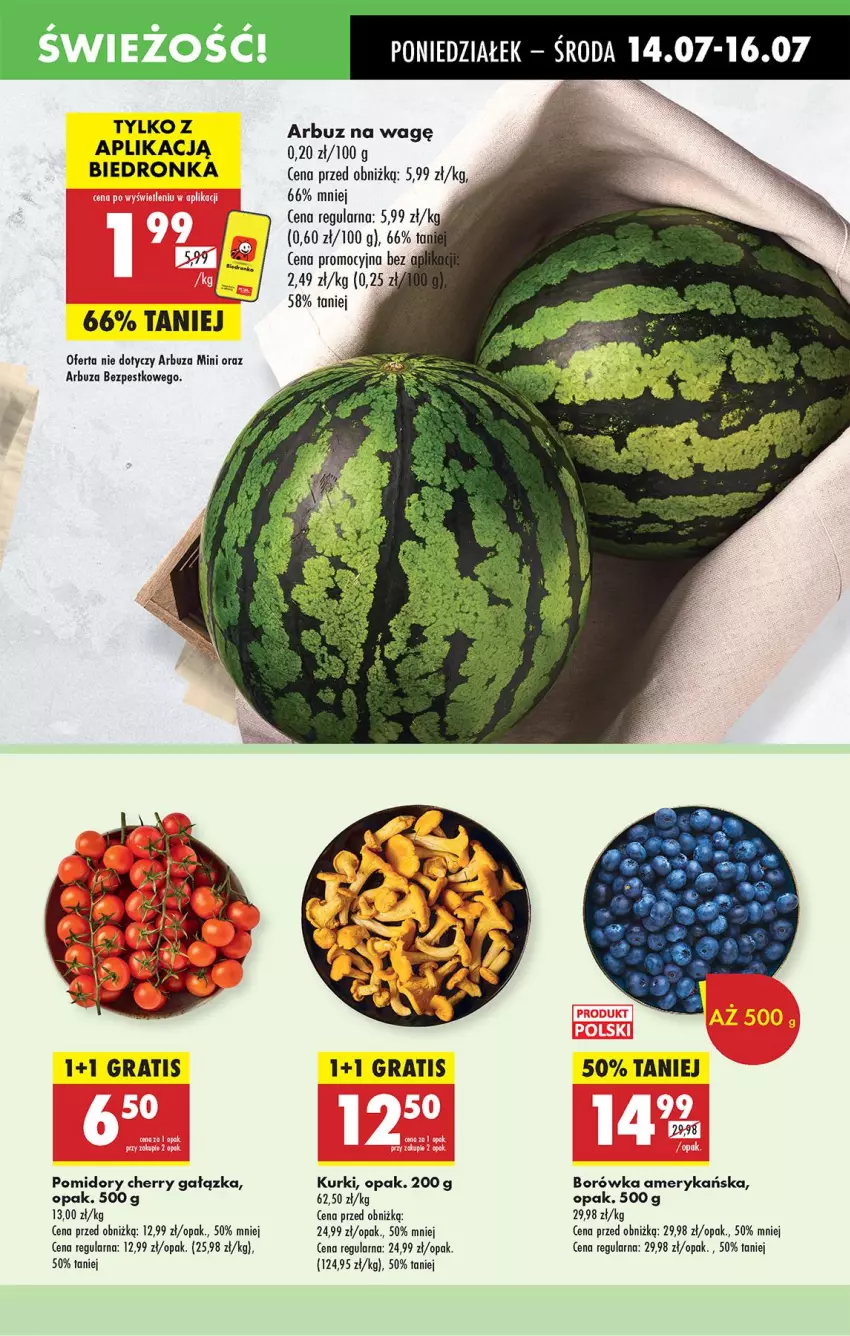 Gazetka promocyjna Biedronka - Od Poniedziałku - ważna 14.07 do 19.07.2025 - strona 21 - produkty: Arbuz, Borówka, Borówka amerykańska, Gra, Pomidory