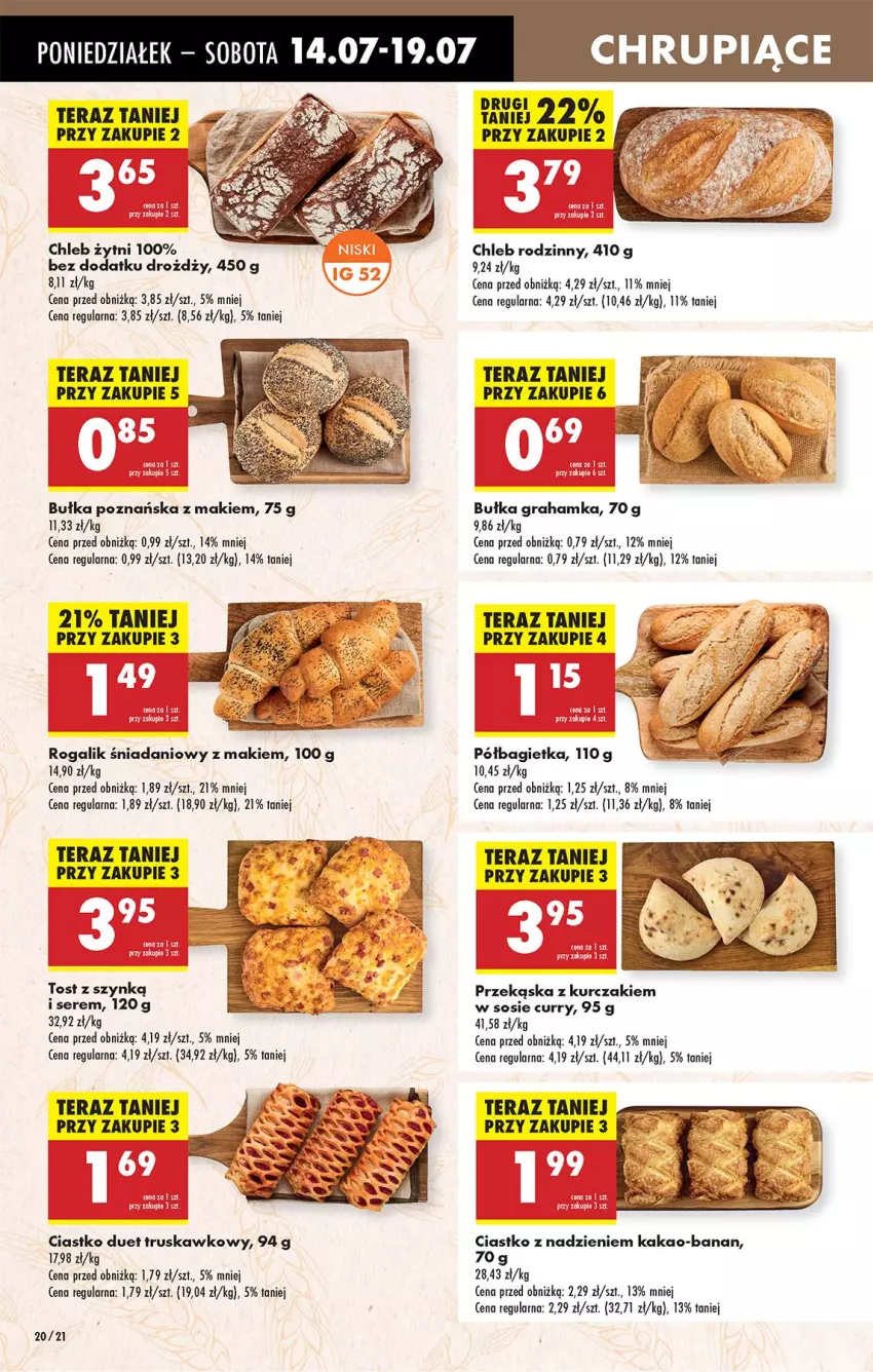 Gazetka promocyjna Biedronka - Od Poniedziałku - ważna 14.07 do 19.07.2025 - strona 24 - produkty: Bułka, Bułka grahamka, Chleb, Danio, Gra, Kakao, Kurczak, Rogal, Ser, Sos, Tera