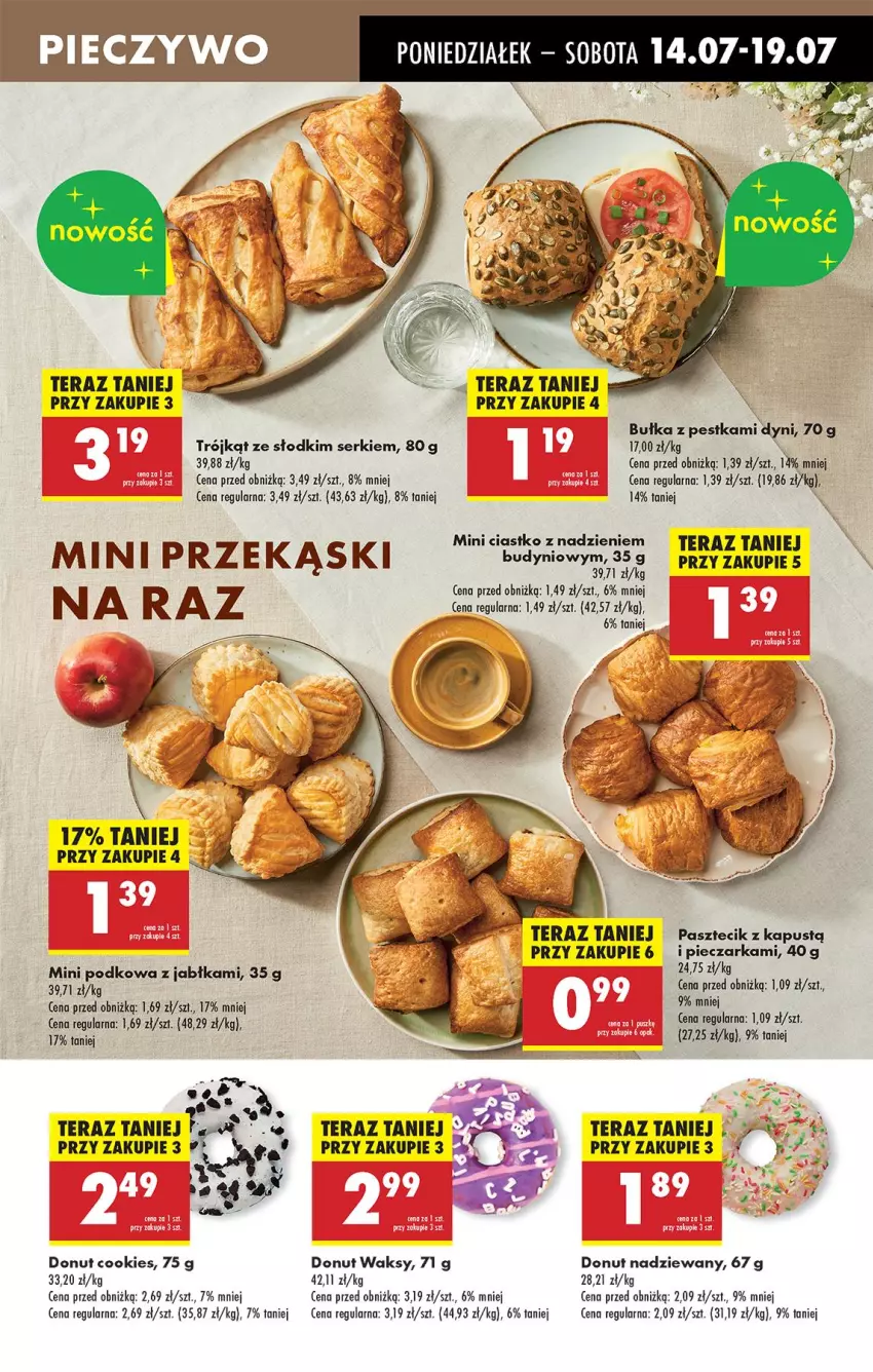 Gazetka promocyjna Biedronka - Od Poniedziałku - ważna 14.07 do 19.07.2025 - strona 25 - produkty: Bułka, Donut, Fa, Jabłka, Kapustą, Piec, Pieczarka, Ser, Tera