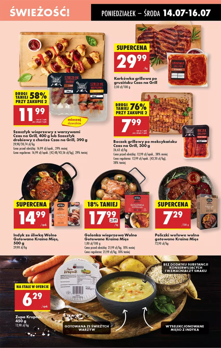 Gazetka promocyjna Biedronka - Od Poniedziałku - ważna 14.07 do 19.07.2025 - strona 29 - produkty: Boczek, Czapka, Fa, Golonka wieprzowa, Grill, Gry, Mięso, Mięso z indyka, Policzki wołowe, Puma, Ser, Warzywa