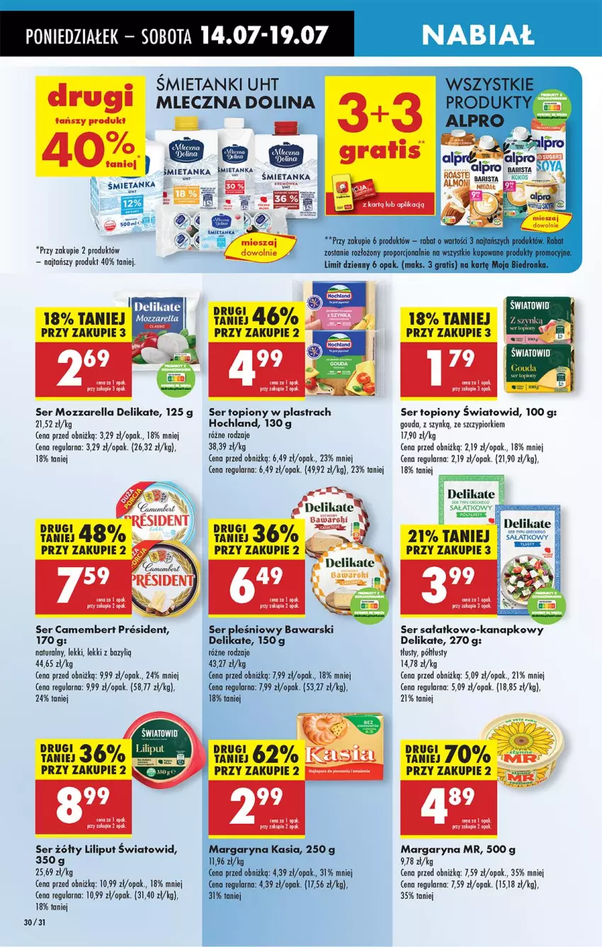Gazetka promocyjna Biedronka - Od Poniedziałku - ważna 14.07 do 19.07.2025 - strona 36 - produkty: Bazyl, Camembert, Gouda, Hochland, Margaryna, Mozzarella, Pur, Ryż, Sałat, Ser, Ser pleśniowy, Ser sałatkowo-kanapkowy, Ser topiony, Top