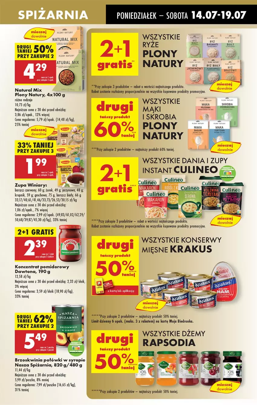 Gazetka promocyjna Biedronka - Od Poniedziałku - ważna 14.07 do 19.07.2025 - strona 41 - produkty: Gra, Groch, Koncentrat pomidorowy, Krakus, Krupnik, Por, Ryż, Ryż biały, Ser, Syrop, Winiary, Zupa