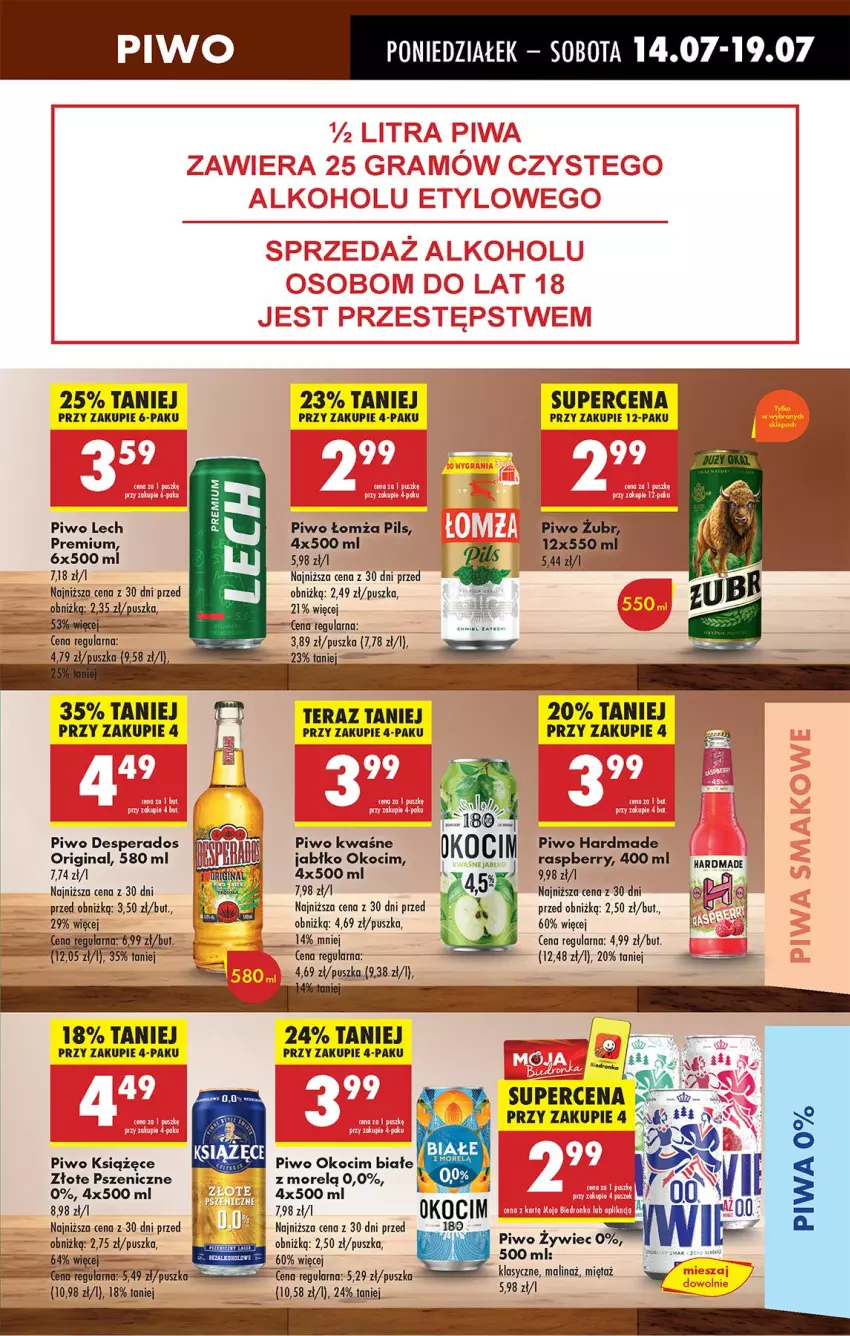 Gazetka promocyjna Biedronka - Od Poniedziałku - ważna 14.07 do 19.07.2025 - strona 51 - produkty: Desperados, Gin, Koc, Książęce, Lech Premium, Mięta, Okocim, Piwa, Piwo, Tera