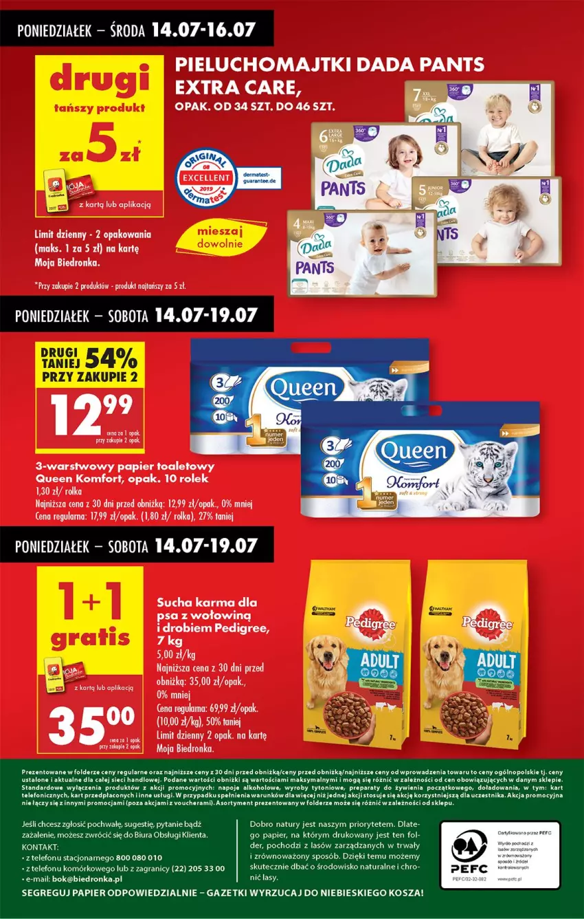 Gazetka promocyjna Biedronka - Od Poniedziałku - ważna 14.07 do 19.07.2025 - strona 65 - produkty: Dada, Gra, Kosz, Majtki, Napoje, Papier, Papier toaletowy, Pedigree, Pieluchomajtki, Sucha karma, Telefon