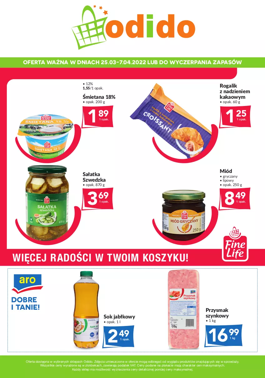 Gazetka promocyjna Odido - SUPER OFERTY! - ważna 25.03 do 07.04.2022 - strona 1 - produkty: Gry, Kakao, Kosz, Miód, Rogal, Sałat, Sałatka, Sok, Sok jabłkowy