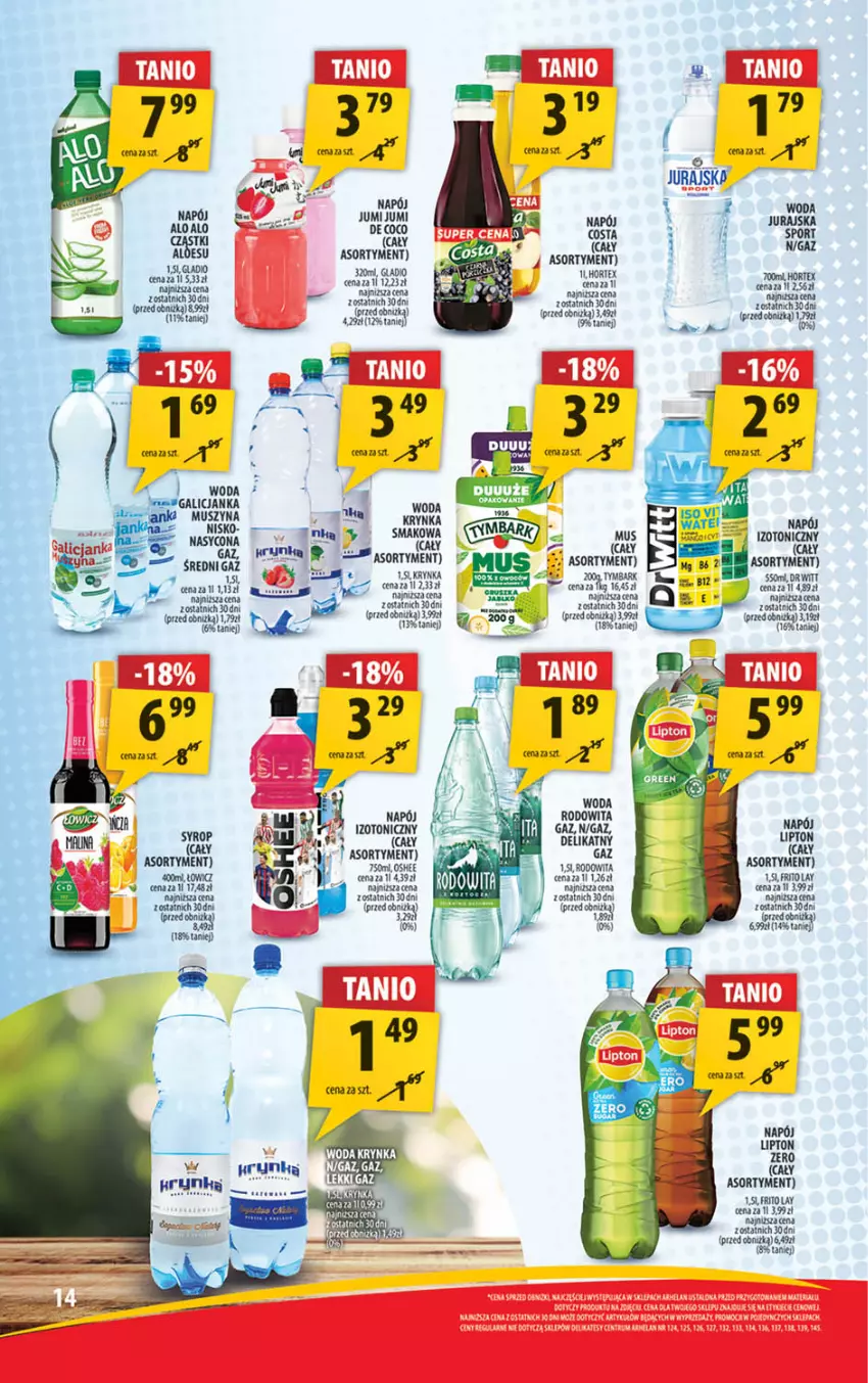 Gazetka promocyjna Arhelan - Gazetka - ważna 29.04 do 12.05.2024 - strona 14 - produkty: Lipton, Mus, Napój, Oshee, Tymbark