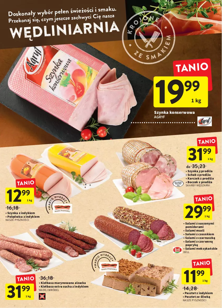 Gazetka promocyjna Intermarche - Spożywcza - ważna 03.02 do 09.02.2022 - strona 16 - produkty: Bell, Boczek, Gry, Kiełbasa, Madej Wróbel, Mus, Pasztet, Polędwica, Salami, Ser, Szynka, Szynka konserwowa