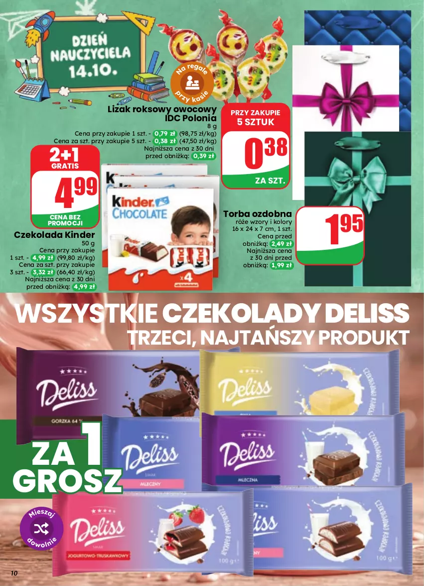 Gazetka promocyjna Dino - Gazetka 41 / 2026 - ważna 07.10 do 13.10.2026 - strona 10 - produkty: Czekolada, Deliss, Gra, Kinder, Torba