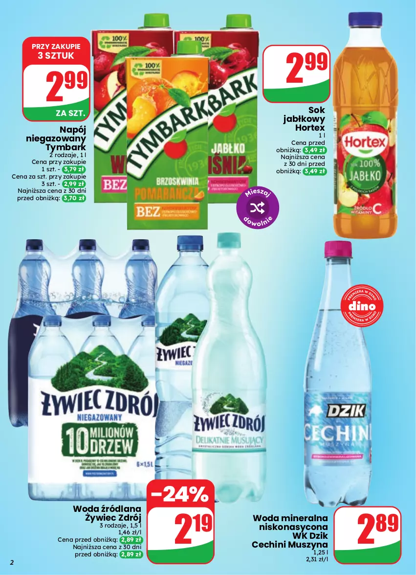 Gazetka promocyjna Dino - Gazetka 41 / 2026 - ważna 07.10 do 13.10.2026 - strona 2 - produkty: Hortex, LANA, Mus, Napój, Napój niegazowany, Sok, Sok jabłkowy, Szyna, Tymbark, Woda, Woda mineralna