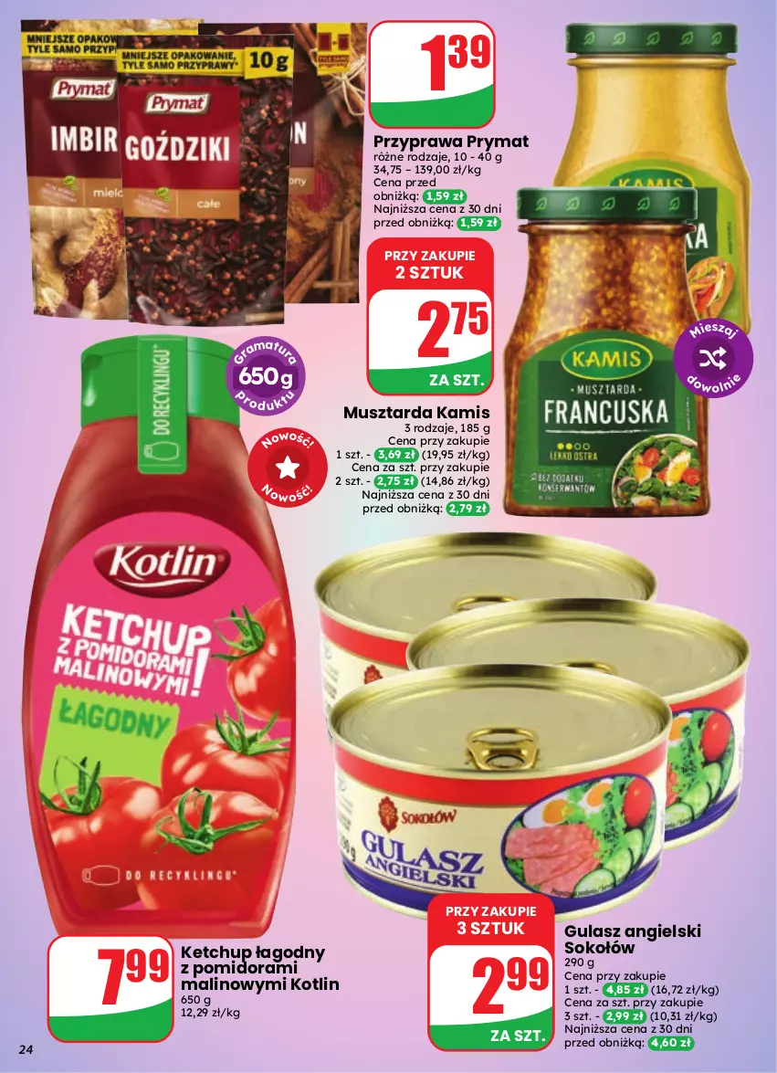 Gazetka promocyjna Dino - Gazetka 41 / 2026 - ważna 07.10 do 13.10.2026 - strona 24 - produkty: Kamis, Ketchup, Kotlin, Mus, Musztarda, Prymat, Sok, Sokołów