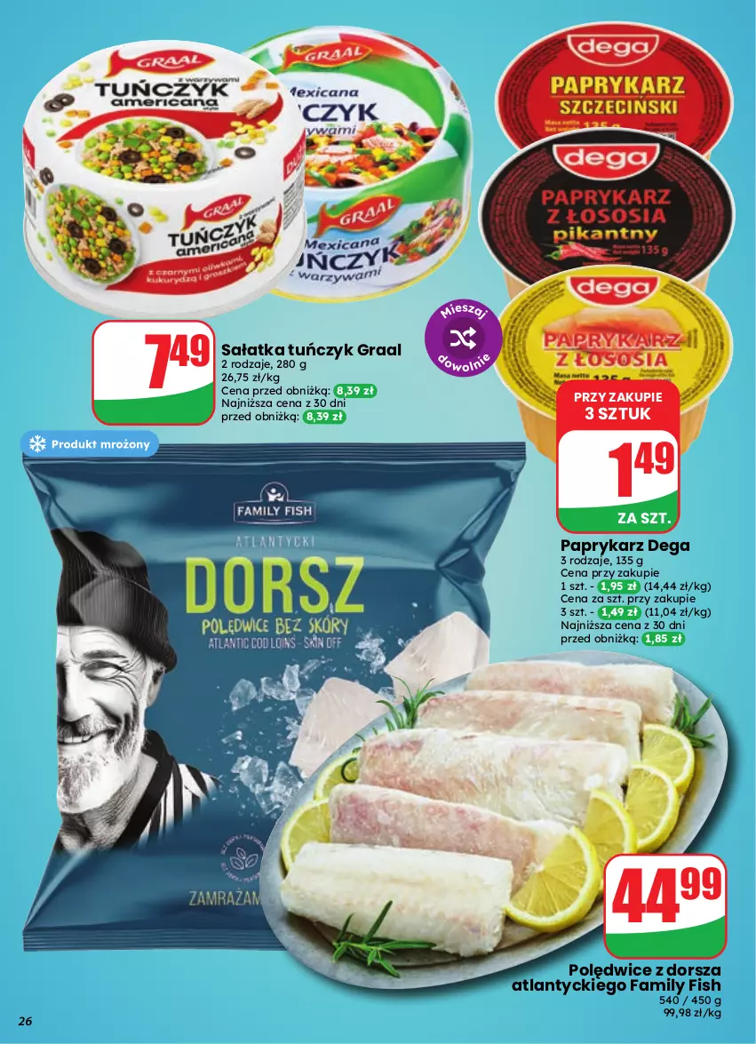 Gazetka promocyjna Dino - Gazetka 41 / 2026 - ważna 07.10 do 13.10.2026 - strona 26 - produkty: Dega, Dorsz, Ego Family, Fa, Gra, Graal, Papryka, Paprykarz, Sałat, Sałatka, Tuńczyk