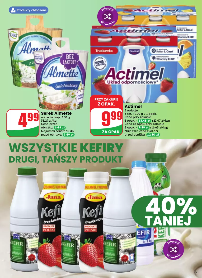 Gazetka promocyjna Dino - Gazetka 41 / 2026 - ważna 07.10 do 13.10.2026 - strona 39 - produkty: Actimel, Almette, Kefir, Ser, Serek