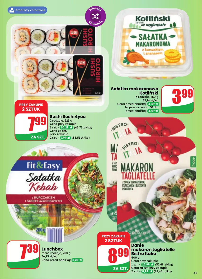 Gazetka promocyjna Dino - Gazetka 41 / 2026 - ważna 07.10 do 13.10.2026 - strona 43 - produkty: Makaron, Sałat, Sałatka, Sushi, Tagliatelle