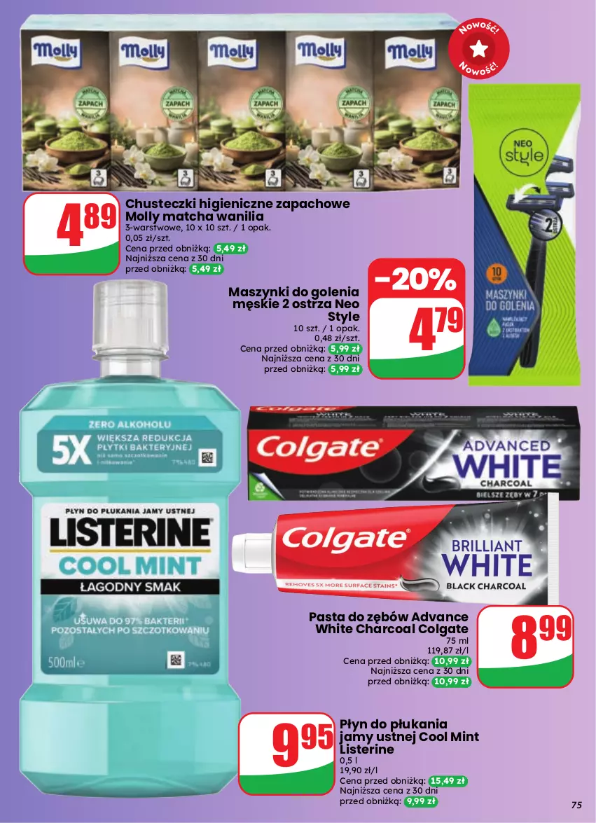 Gazetka promocyjna Dino - Gazetka 41 / 2026 - ważna 07.10 do 13.10.2026 - strona 75 - produkty: Chusteczki, Colgate, LG, Listerine, Pasta do zębów, Płyn do płukania, Płyn do płukania jamy ustnej