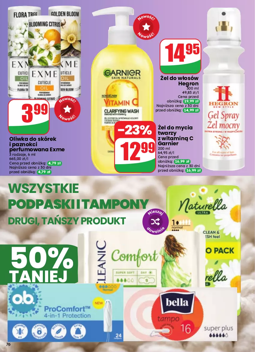 Gazetka promocyjna Dino - Gazetka 41 / 2026 - ważna 07.10 do 13.10.2026 - strona 76 - produkty: Garnier, Hegron, Perfum, Podpaski, Tampony