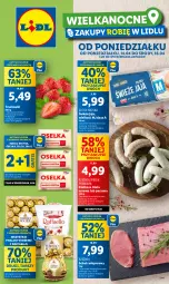 Gazetka promocyjna Lidl - GAZETKA - Gazetka - ważna od 16.04 do 16.04.2025 - strona 1 - produkty: Gra, Jaja, Truskawki, Praliny, Raffaello, PIKOK, Pilos, Schab wieprzowy, Ferrero, Kiełbasa biała, Masło, Kiełbasa, Fa