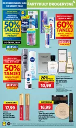 Gazetka promocyjna Lidl - GAZETKA - Gazetka - ważna od 16.04 do 16.04.2025 - strona 58 - produkty: Woda perfumowana, Makijaż, Bell, Błyszczyk do ust, Dezodorant, Perfum, Tusz, Puder do twarzy, Puder, Paleta, Gillette, Woda, Blend-a-Med, Nivea