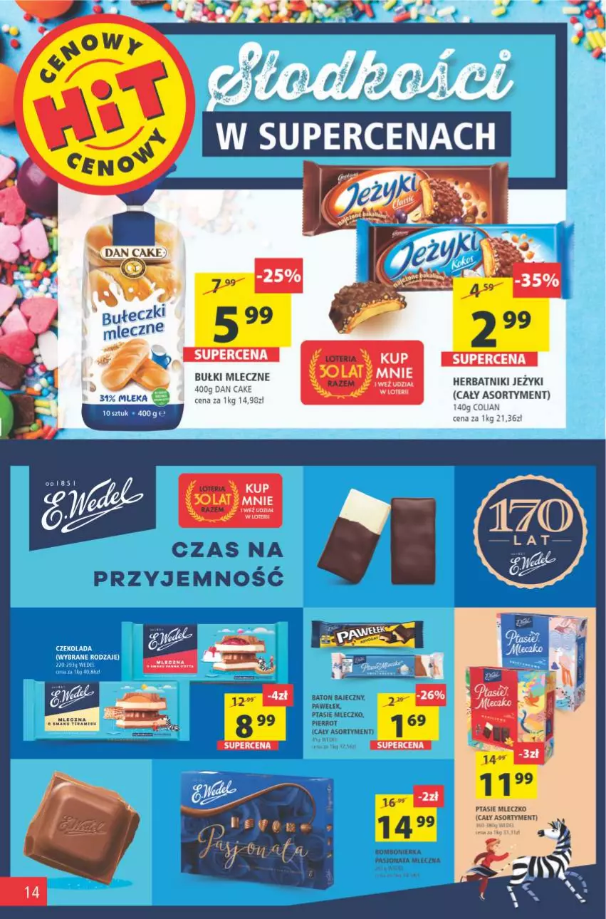 Gazetka promocyjna Arhelan - Gazetka - ważna 08.10 do 17.10.2021 - strona 14 - produkty: Dan Cake, Herbatniki, Jeżyki, Mleczko, Ptasie mleczko