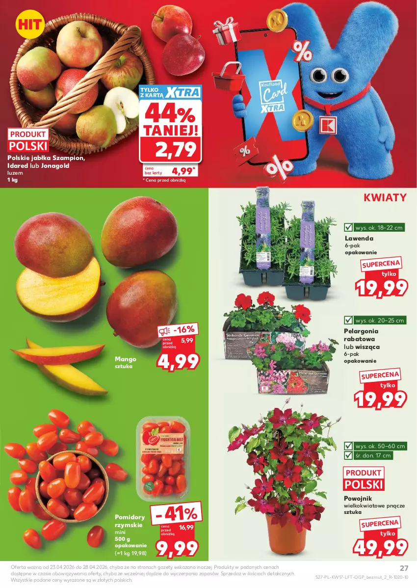 Gazetka promocyjna Kaufland - Gazetka tygodnia - ważna 23.04 do 28.04.2026 - strona 27 - produkty: Jabłka, Jonagold, Mango, Pomidory, Szampion