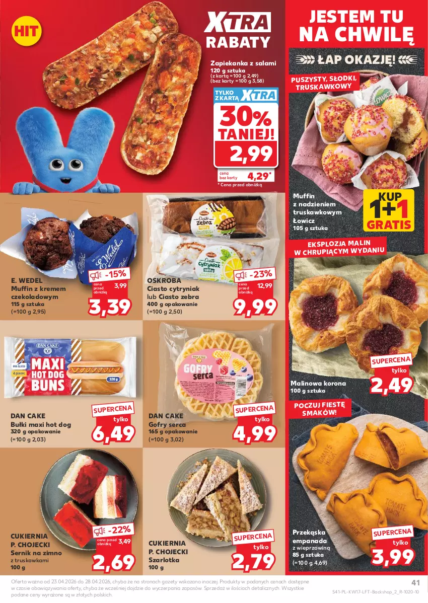 Gazetka promocyjna Kaufland - Gazetka tygodnia - ważna 23.04 do 28.04.2026 - strona 41 - produkty: Cukier, Dan Cake, E. Wedel, Gofry, Gra, Hot dog, Salami, Ser, Szarlotka, Zapiekanka
