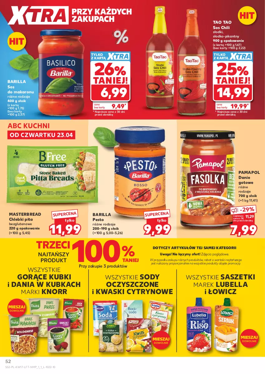 Gazetka promocyjna Kaufland - Gazetka tygodnia - ważna 23.04 do 28.04.2026 - strona 52 - produkty: Barilla, Bell, Bella, Chleb, Danie gotowe, Knorr, Lubella, Makaron, Pesto, Por, Sos, Sos do makaronu, Waga