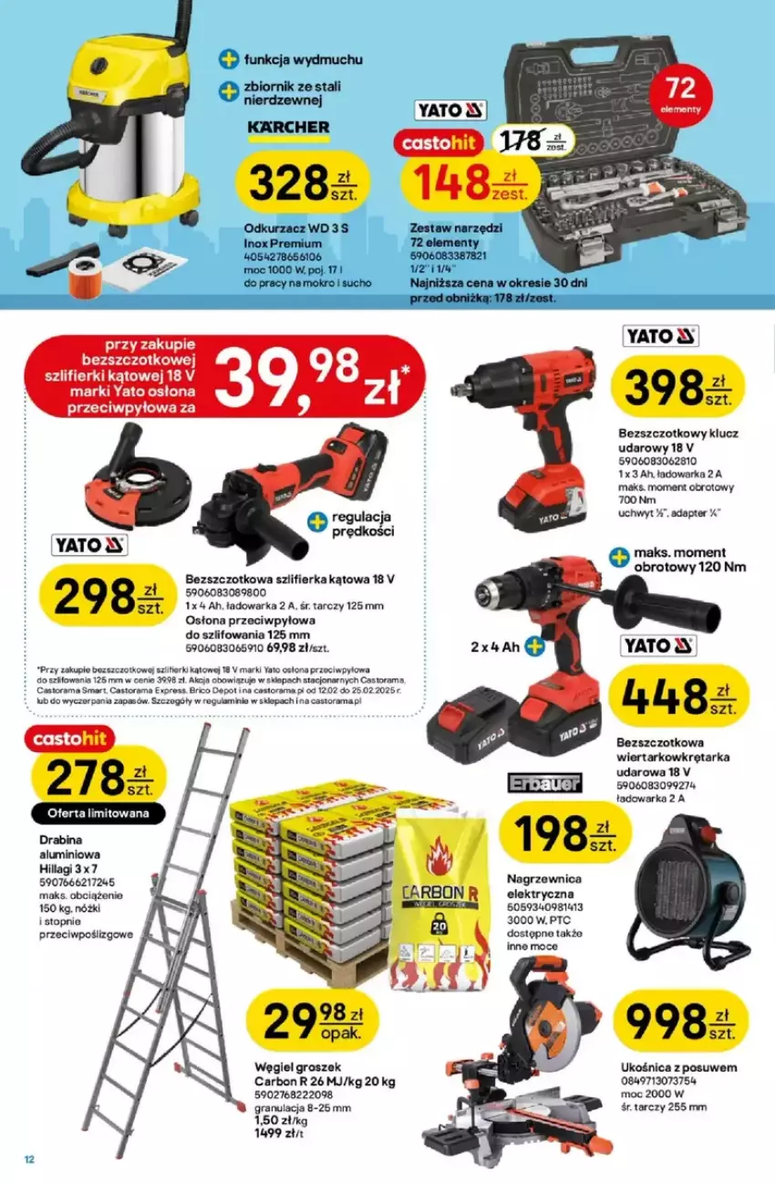 Gazetka promocyjna Castorama - ważna 12.02 do 25.02.2025 - strona 4 - produkty: AEG, Astor, Drabina, Gra, Groszek, Klucz udarowy, LEGO, Odkurzacz, Rama, Szlifierka, Szlifierka kątowa, Tarka, Top, Warka, Wiertarkowkrętarka, Wkręt, Wkrętarka, Zestaw narzędzi