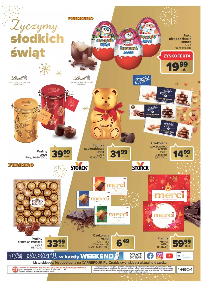 Gazetka promocyjna Carrefour - Gazetka Światowe smaki na talerzu - ważna 06.12 do 24.12.2022 - strona 20 - produkty: Czekolada, Ferrero, Ferrero Rocher, Kinder, Lindt, Merci, Praliny