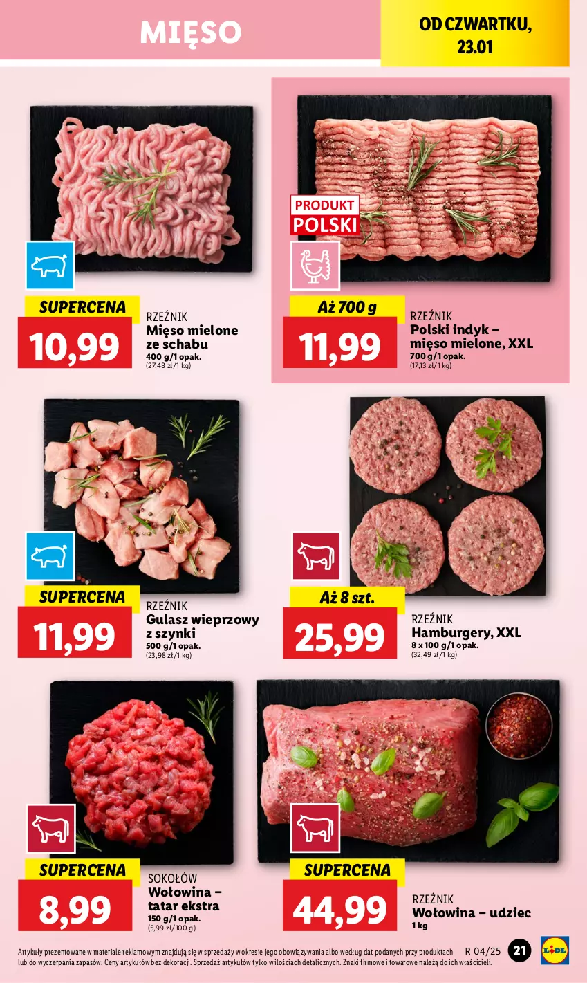 Gazetka promocyjna Lidl - GAZETKA - ważna 23.01 do 26.01.2025 - strona 23 - produkty: Burger, Hamburger, Mięso, Mięso mielone, Sok, Sokołów, Wołowina