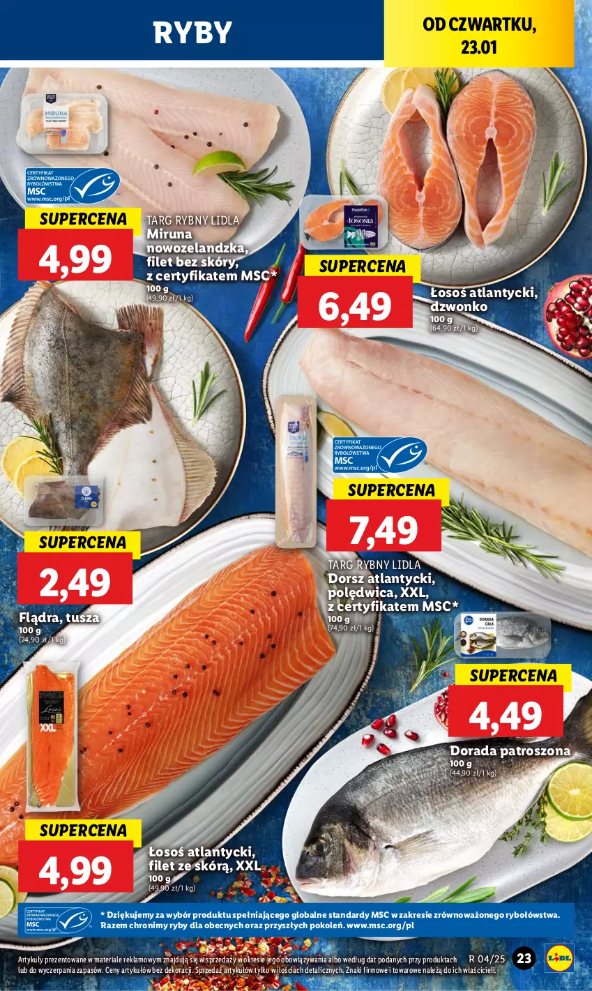 Gazetka promocyjna Lidl - GAZETKA - ważna 23.01 do 26.01.2025 - strona 25 - produkty: Dorsz, Miruna, Polędwica, Tusz