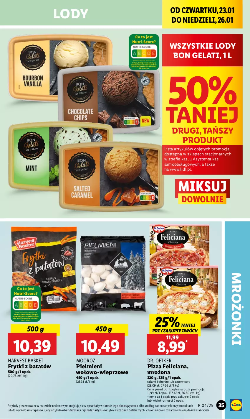 Gazetka promocyjna Lidl - GAZETKA - ważna 23.01 do 26.01.2025 - strona 37 - produkty: Dr. Oetker, Feliciana, Frytki, Frytki z batatów, Lody, Pizza, Salami, Ser