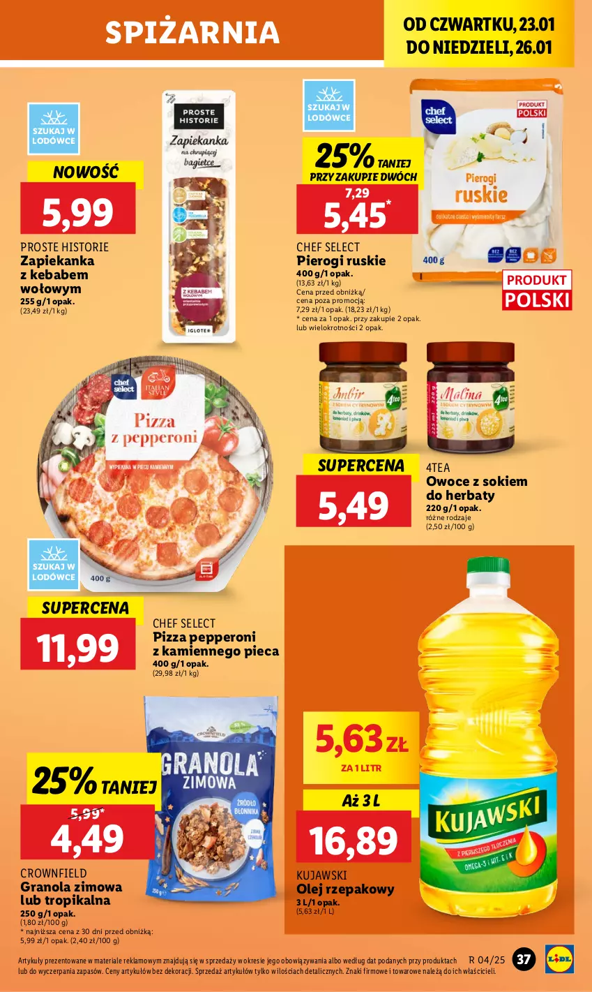 Gazetka promocyjna Lidl - GAZETKA - ważna 23.01 do 26.01.2025 - strona 39 - produkty: Gra, Granola, Kebab, Kujawski, Olej, Olej rzepakowy, Owoce, Piec, Pierogi, Pizza, Sok, Zapiekanka