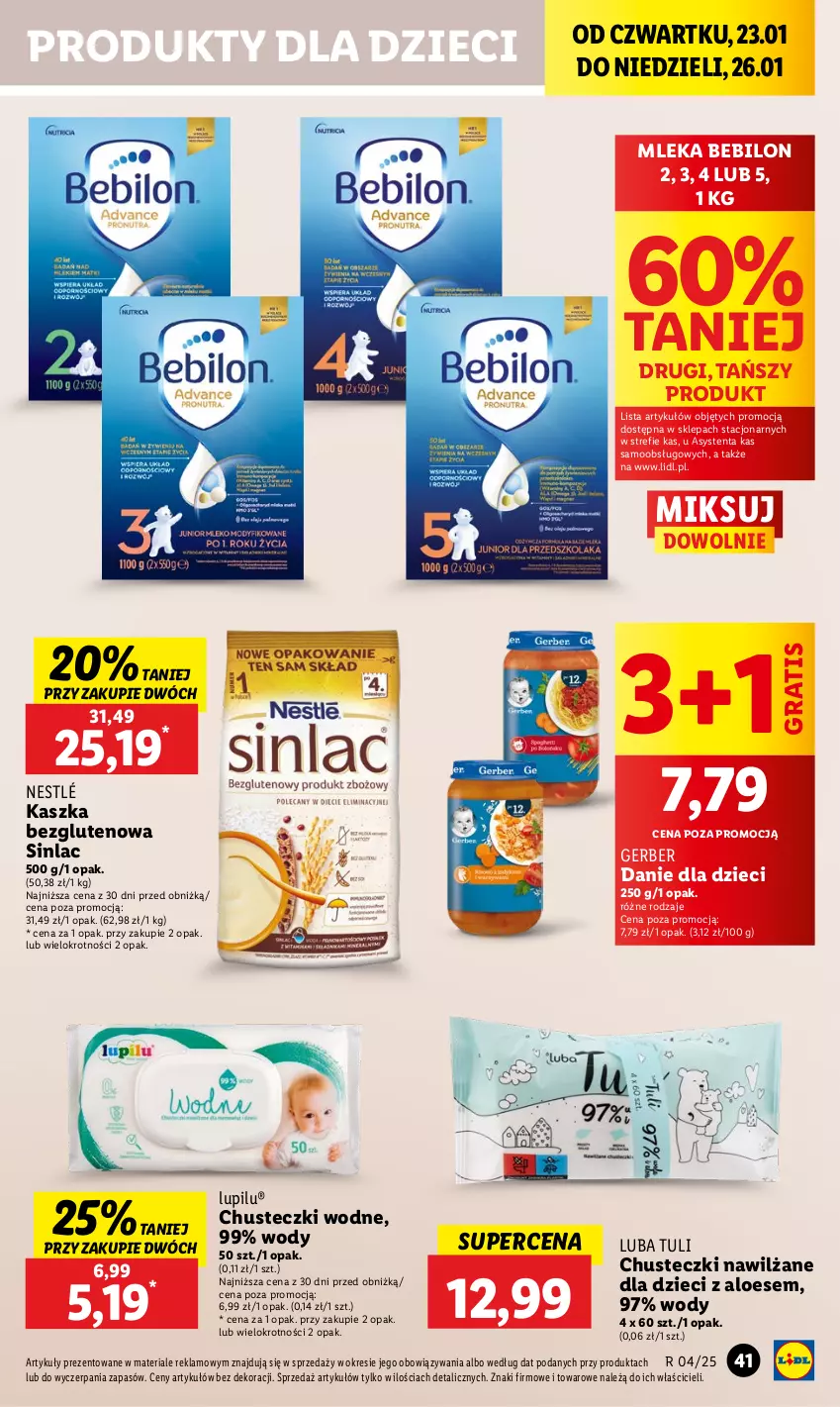 Gazetka promocyjna Lidl - GAZETKA - ważna 23.01 do 26.01.2025 - strona 43 - produkty: BEBILON, Chusteczki, Danie dla dzieci, Dzieci, Gerber, Gra, Nestlé, Sinlac