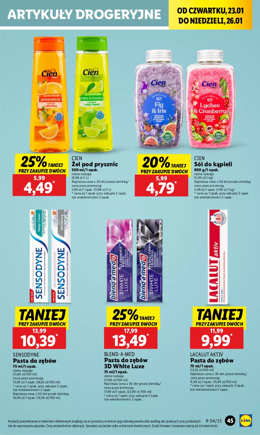 Gazetka promocyjna Lidl - GAZETKA - ważna 23.01 do 26.01.2025 - strona 47 - produkty: Blend-a-Med, Lacalut, Pasta do zębów, Sensodyne, Sól, Sól do kąpieli