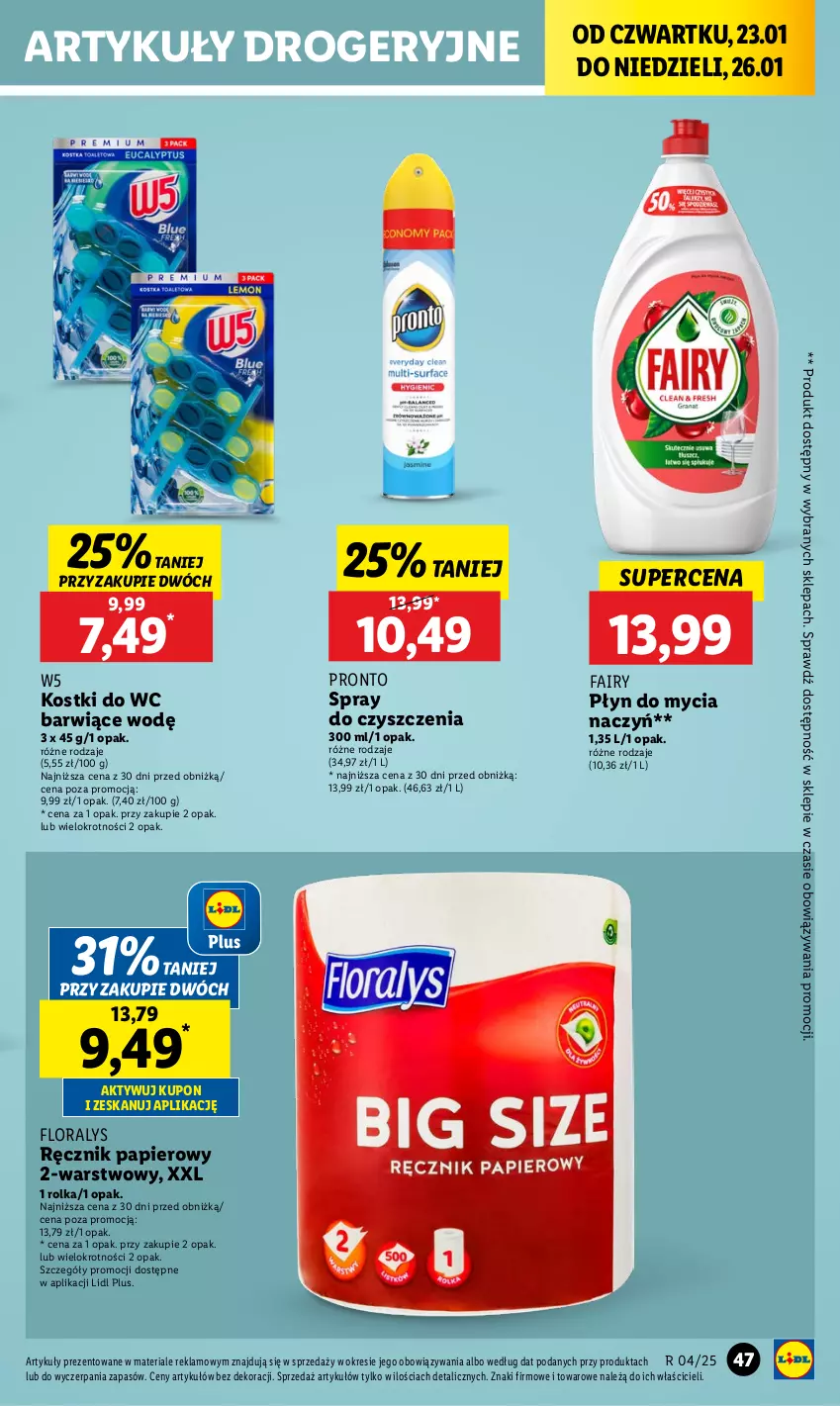 Gazetka promocyjna Lidl - GAZETKA - ważna 23.01 do 26.01.2025 - strona 49 - produkty: Do mycia naczyń, Fa, Fairy, Flora, Papier, Płyn do mycia, Płyn do mycia naczyń, Pronto, Ręcznik, Spray do czyszczenia