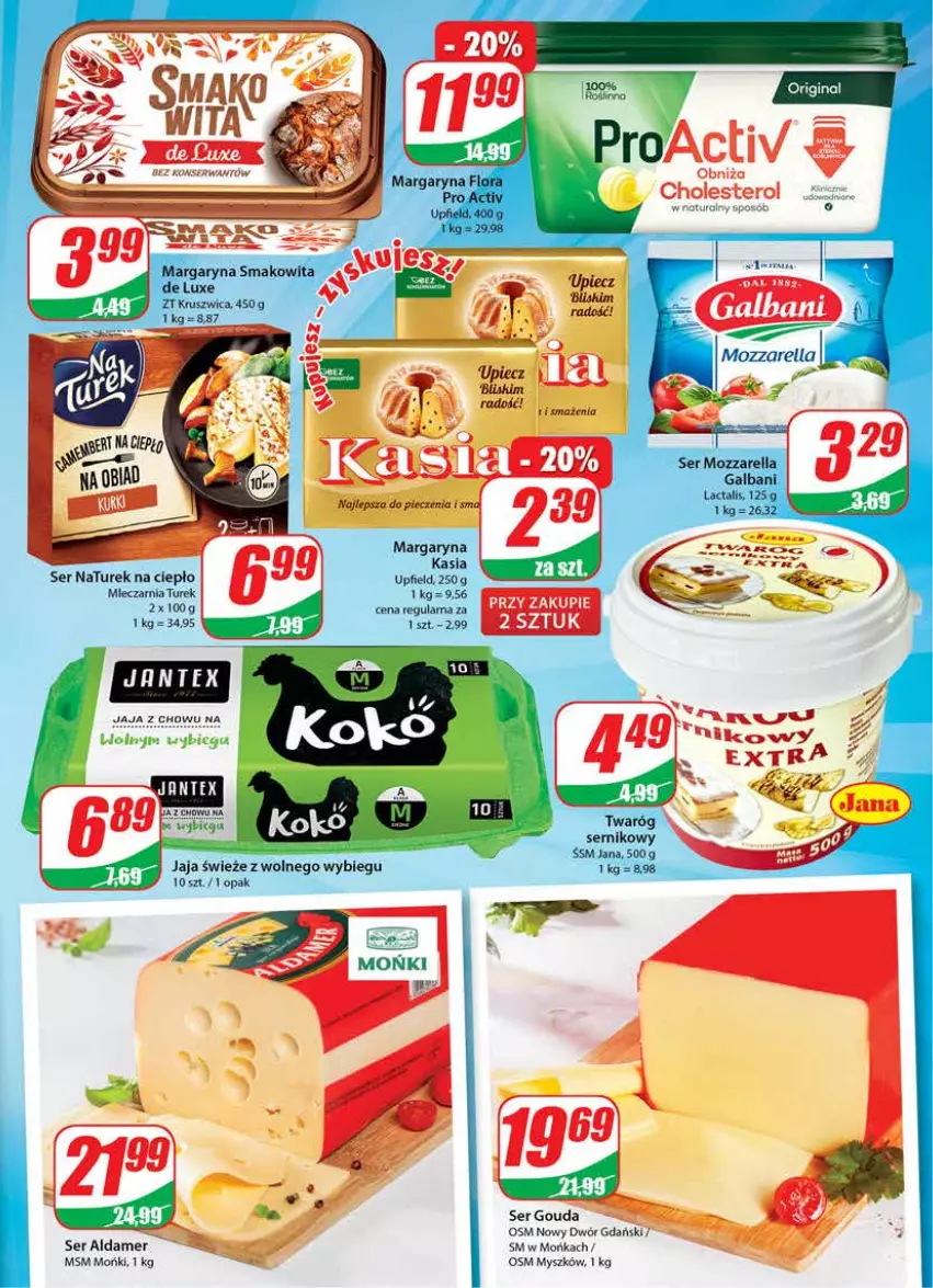 Gazetka promocyjna Dino - Gazetka - ważna 13.10 do 20.10.2021 - strona 13 - produkty: Galbani, Gouda, Jaja, Kasia, Margaryna, Miecz, Mozzarella, Mysz, NaTurek, Piec, Ser, Twaróg