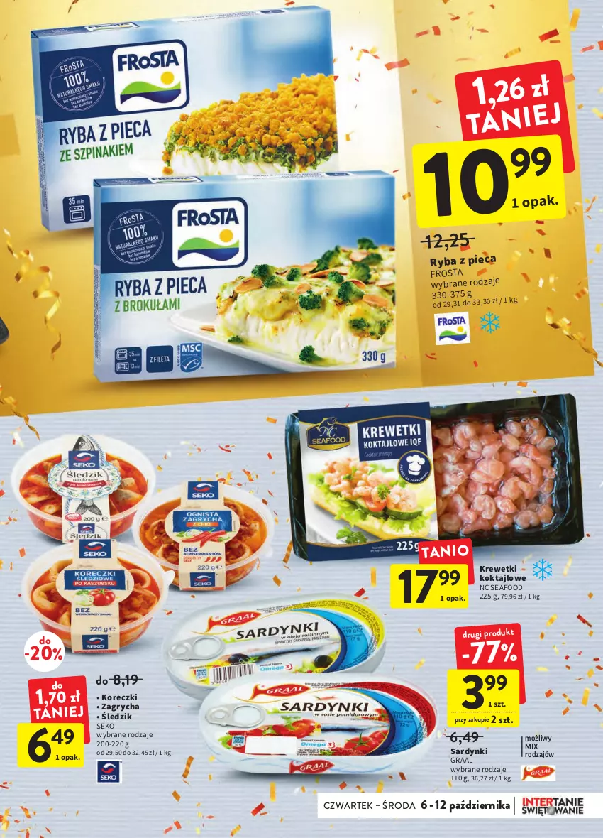 Gazetka promocyjna Intermarche - Gazetka Intermarche - ważna 06.10 do 12.10.2022 - strona 25 - produkty: Frosta, Gra, Graal, Gry, Krewetki, Piec, Ryba, Sardynki, SEKO