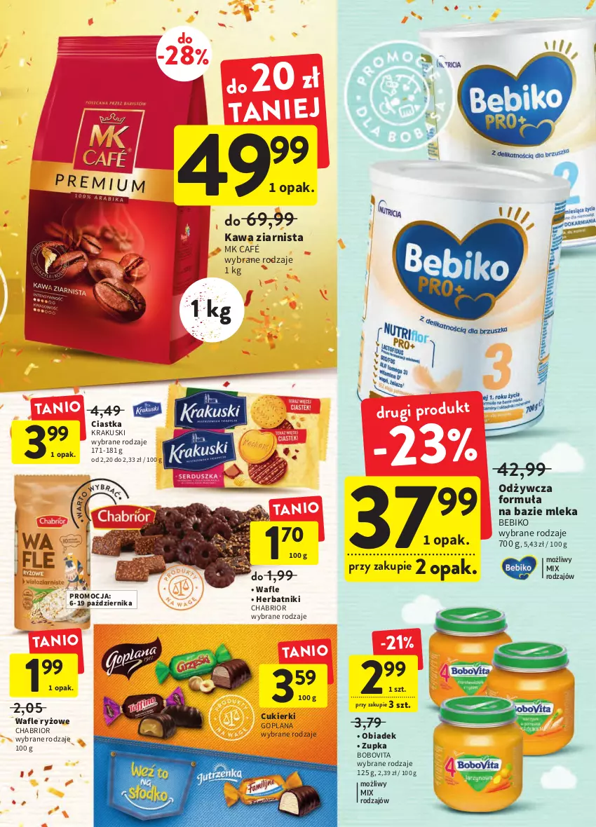 Gazetka promocyjna Intermarche - Gazetka Intermarche - ważna 06.10 do 12.10.2022 - strona 31 - produkty: Bebiko, BoboVita, Chabrior, Ciastka, Cukier, Cukierki, Goplana, Herbatniki, Kawa, Kawa ziarnista, Krakus, Krakuski, LANA, Ryż, Wafle