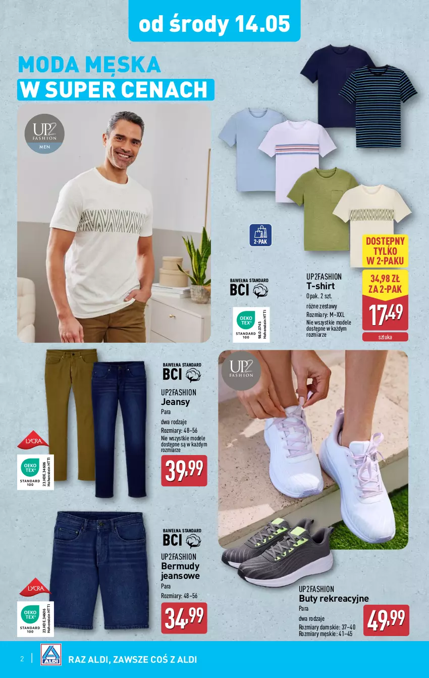 Gazetka promocyjna Aldi - Artykuły przemysłowe i tekstylia - ważna 14.05 do 17.05.2025 - strona 2 - produkty: Bermudy, Buty, Fa, Moda, T-shirt