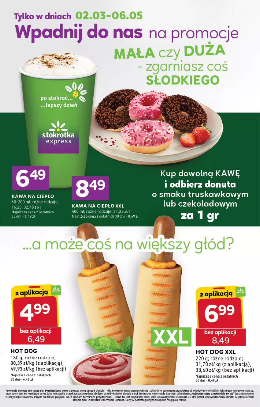 Gazetka promocyjna Stokrotka - Stokrotka Express - ważna 19.03 do 25.03.2026 - strona 5 - produkty: Donut, Fa, Hot dog, Kawa, Mięso, Owoce, Warzywa