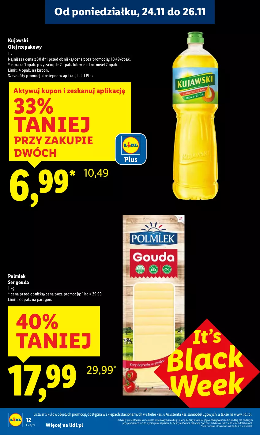 Gazetka promocyjna Lidl - GAZETKA - ważna 24.11 do 26.11.2025 - strona 12 - produkty: Gouda, Kujawski, Lack, Olej, Olej rzepakowy, POLMLEK, Ser