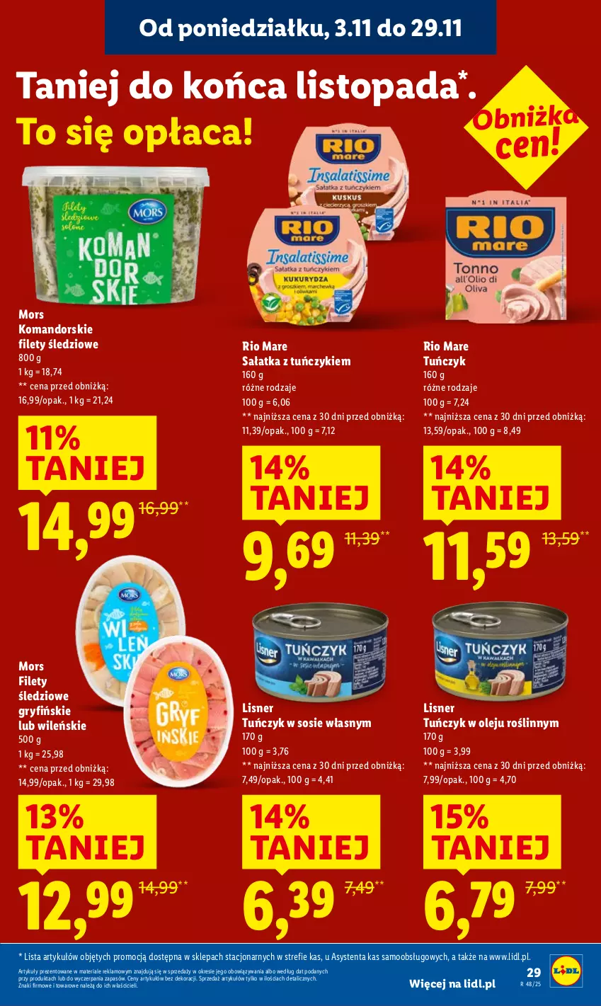 Gazetka promocyjna Lidl - GAZETKA - ważna 24.11 do 26.11.2025 - strona 29 - produkty: Gry, Lisner, Olej, Rio Mare, Sałat, Sałatka, Sos, Top, Tuńczyk
