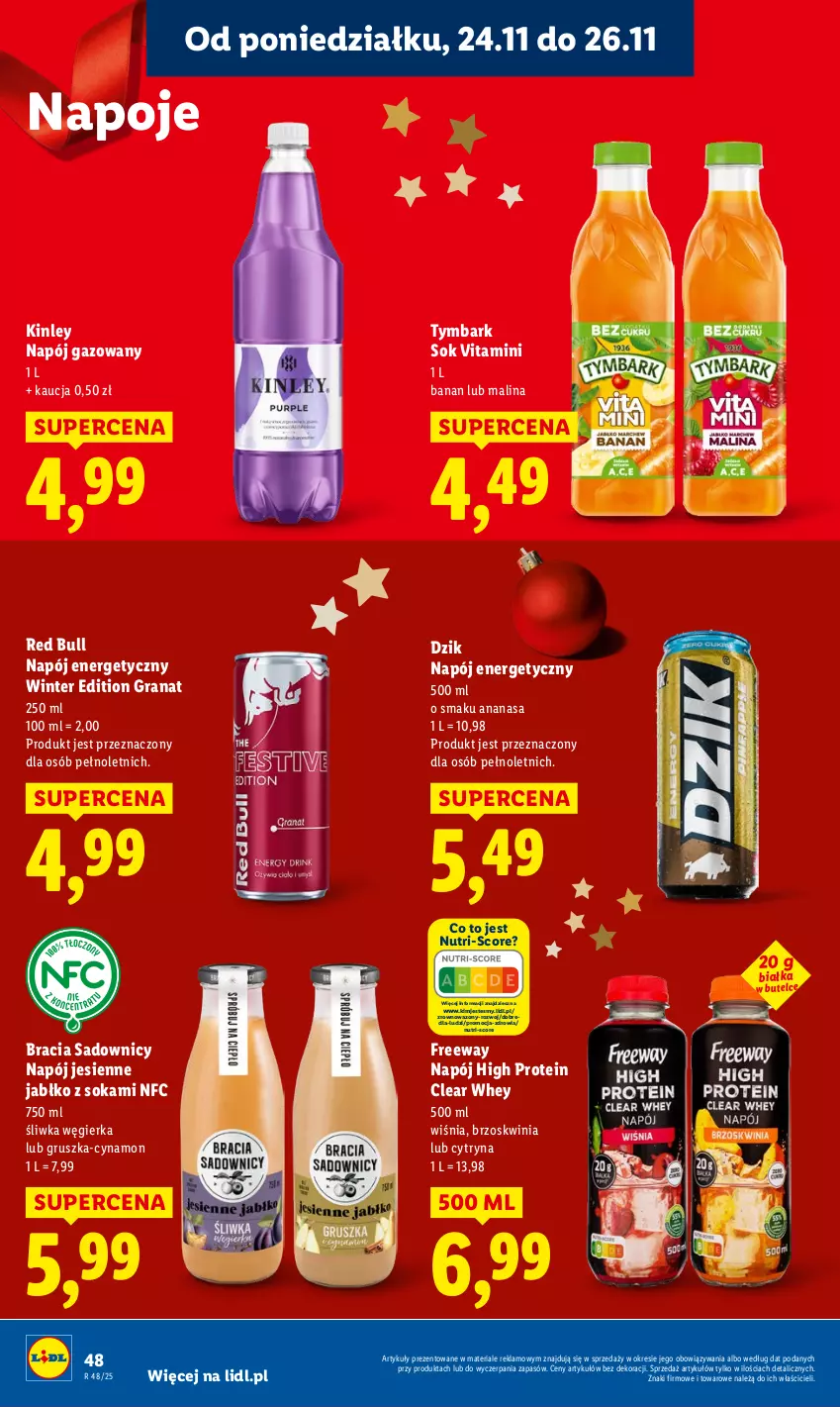 Gazetka promocyjna Lidl - GAZETKA - ważna 24.11 do 26.11.2025 - strona 48 - produkty: Ananas, Gra, Granat, Napój, Napój energetyczny, Napój gazowany, Napoje, Red Bull, Sok, Tymbark, Wazon