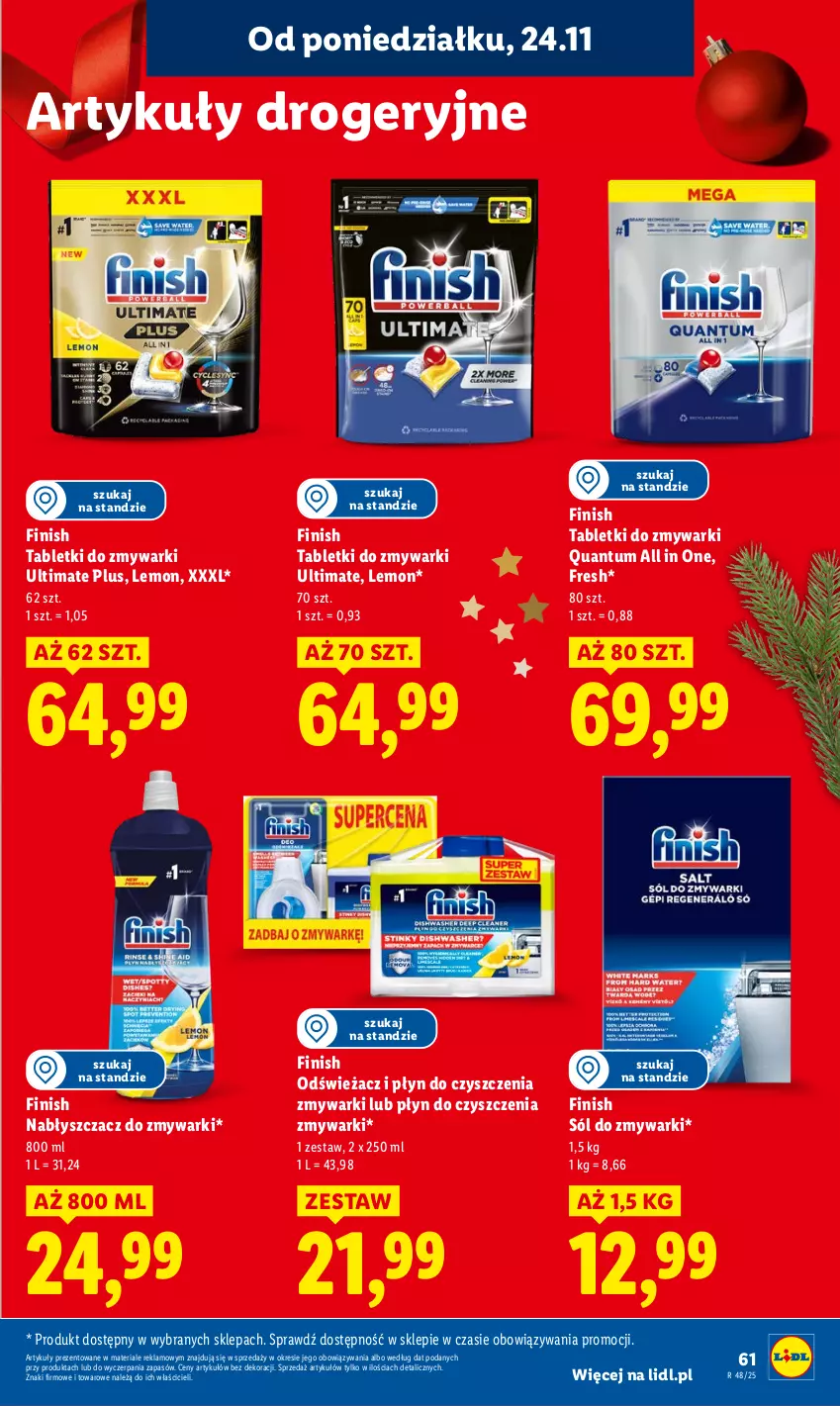 Gazetka promocyjna Lidl - GAZETKA - ważna 24.11 do 26.11.2025 - strona 61 - produkty: Finish, Sól, Tablet, Tabletki do zmywarki, Zmywarki