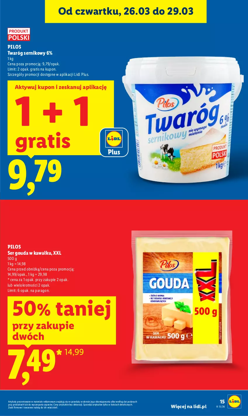 Gazetka promocyjna Lidl - Gazetka ważna od 26.03 do 29.03 - ważna 26.03 do 29.03.2026 - strona 15 - produkty: Gouda, Gra, Kawa, Pilos, Ser, Twaróg